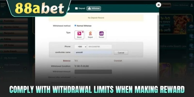 Comply with withdrawal limits when making reward transactions