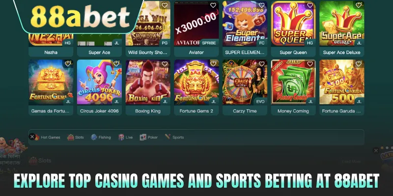 Explore top casino games and sports betting at 88ABET